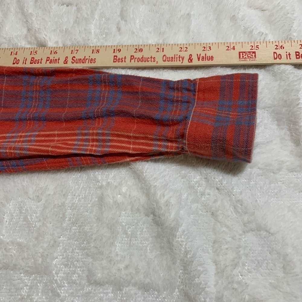 J Crew Flannel Red Blue Stripes Size Small - Picture 7 of 7